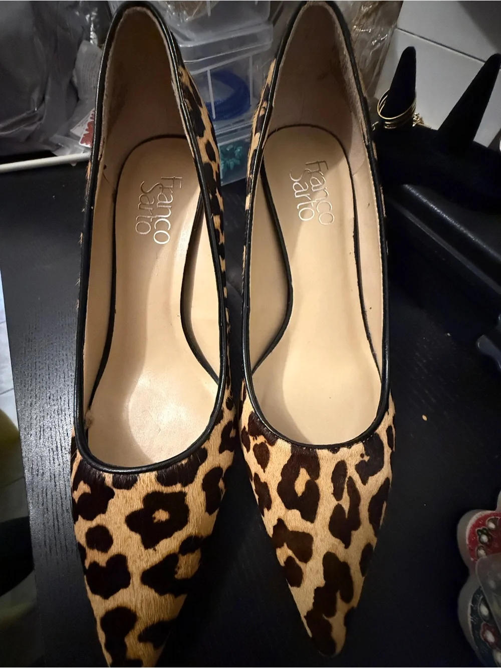 Franco Sarto Leopard-Print Pointed Toe Pumps - Brown/Black
